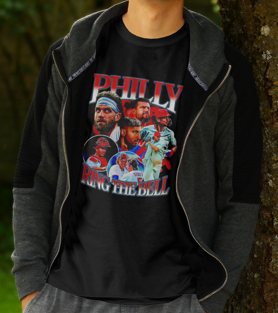 PHILLY RING THE BELL Baseball Players Collage T-Shirt
