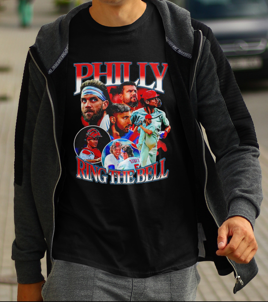 PHILLY RING THE BELL Baseball Players Collage T-Shirt