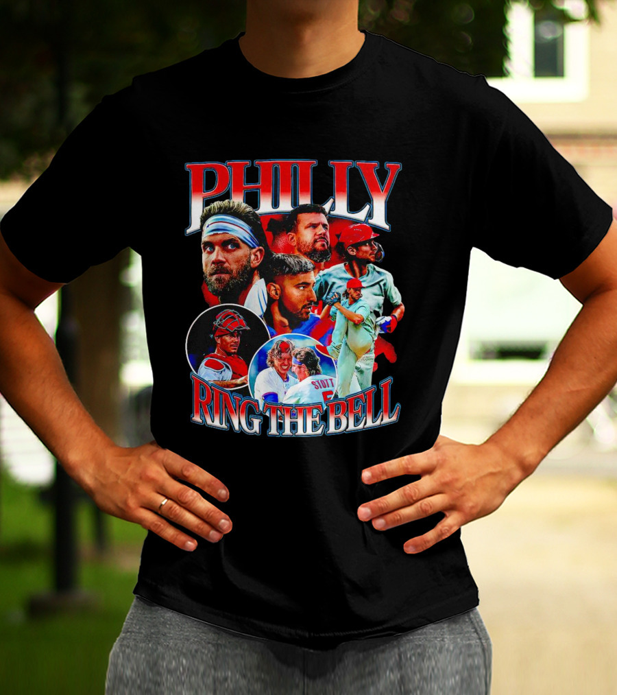 PHILLY RING THE BELL Baseball Players Collage T-Shirt