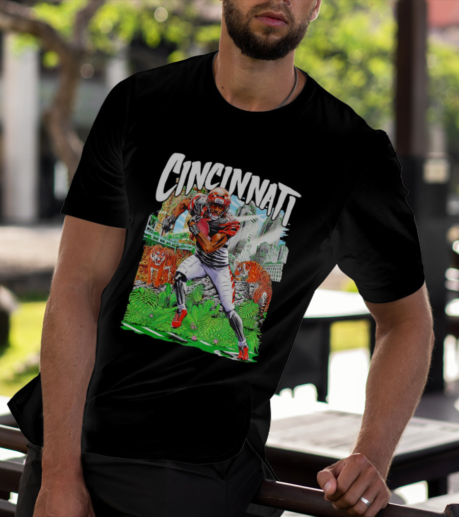 Cincinnati Bengals A.J. Green Cartoon Vintage Tigers Background T-Shirt