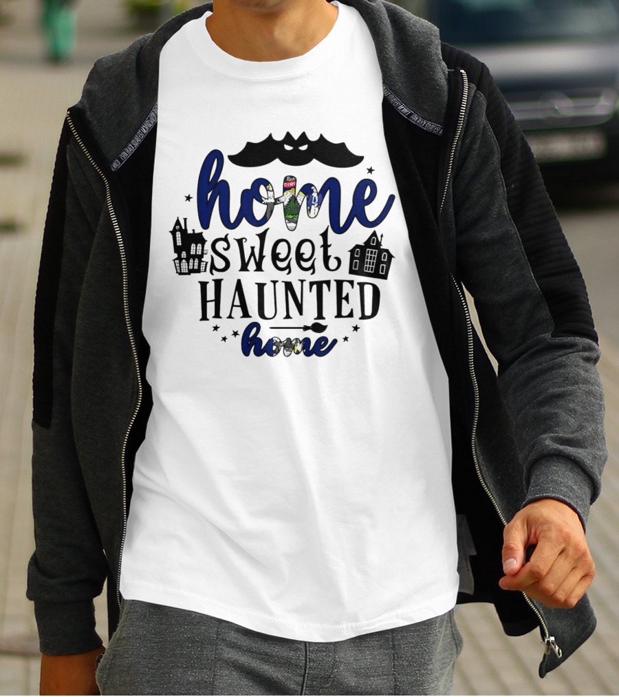 Home Sweet Haunted Home Halloween Maine Ghostly Houses T-Shirt