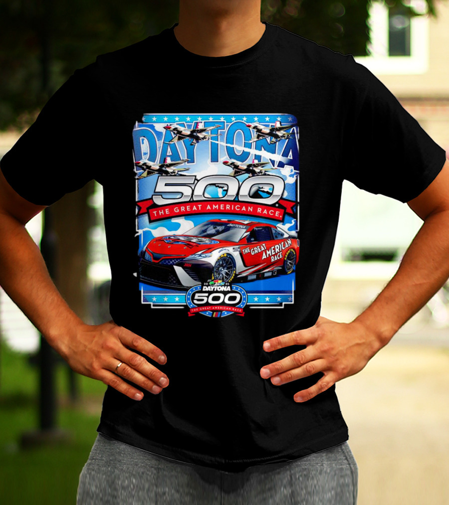 Daytona 500 The Great American Race NASCAR Car With Planes And Stars T-Shirt