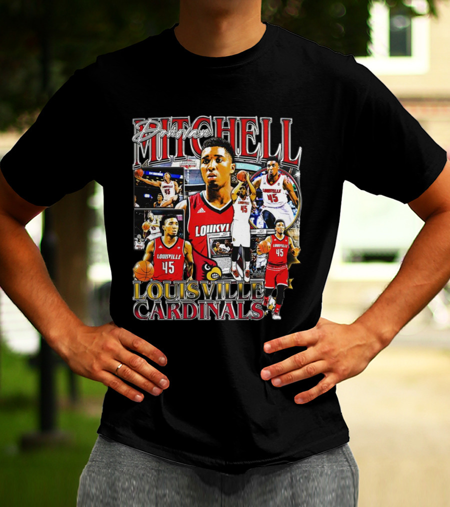 Donovan Mitchell Louisville Cardinals Basketball Highlights Collage T-Shirt
