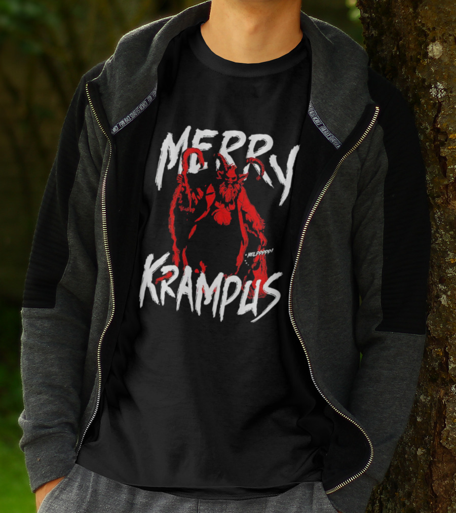 Merry Krampus Helpppp Horror Red Demon T-Shirt
