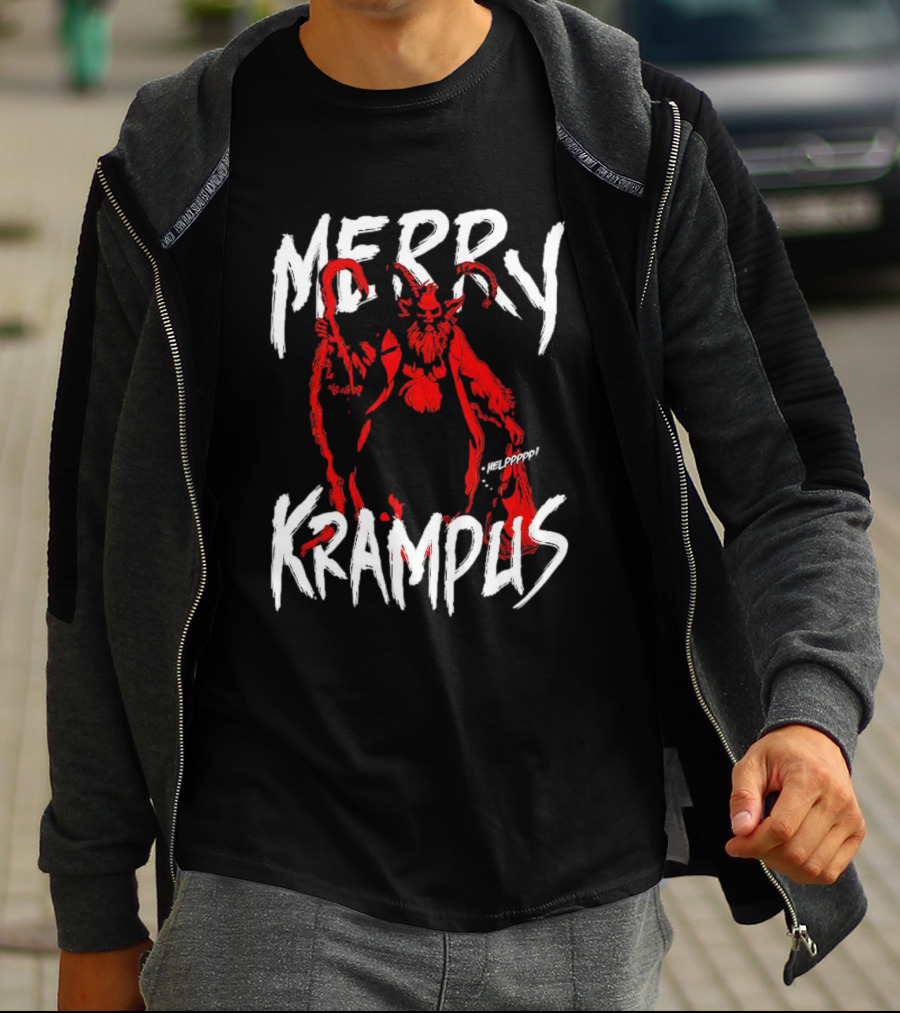 Merry Krampus Helpppp Horror Red Demon T-Shirt