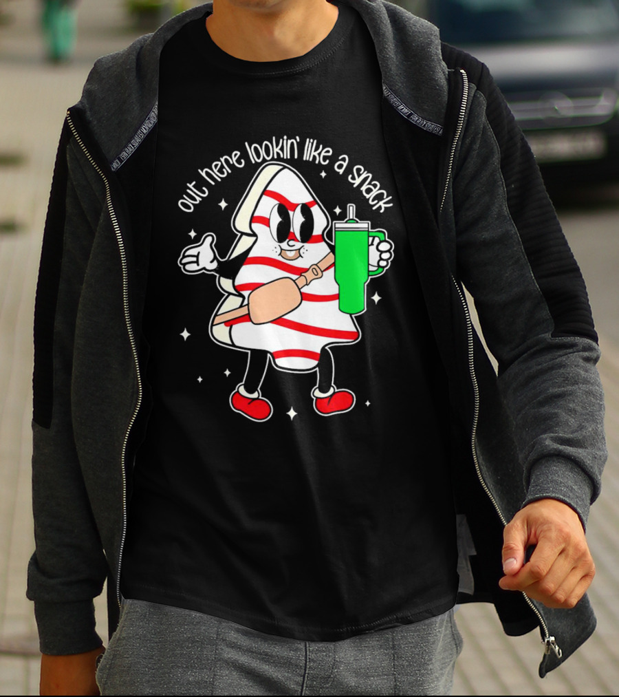 Out Here Lookin' Like A Snack Peppermint Character With Drink T-Shirt