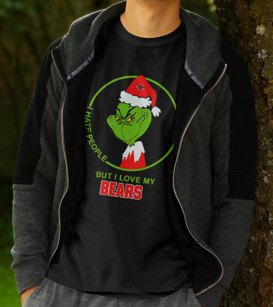 I Hate People But I Love My Bears Grinch Christmas Hat T-Shirt
