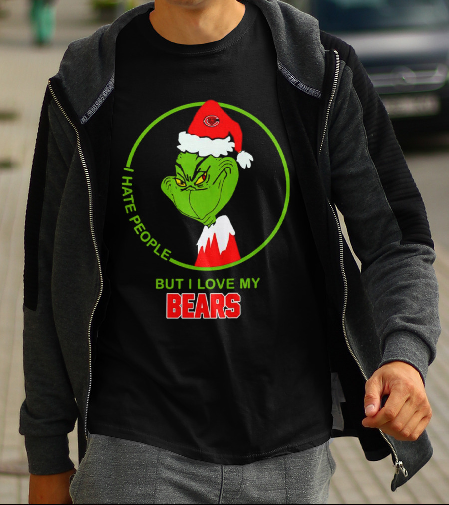 I Hate People But I Love My Bears Grinch Christmas Hat T-Shirt