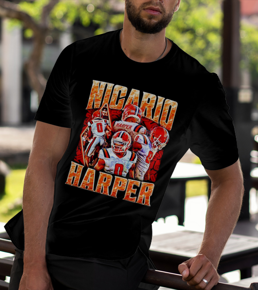 Nicario Harper Illinois Fighting Illini Football Vintage Harper 0 Jersey Collage T-Shirt