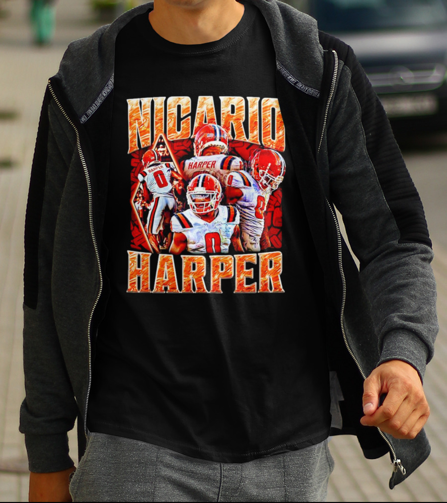 Nicario Harper Illinois Fighting Illini Football Vintage Harper 0 Jersey Collage T-Shirt