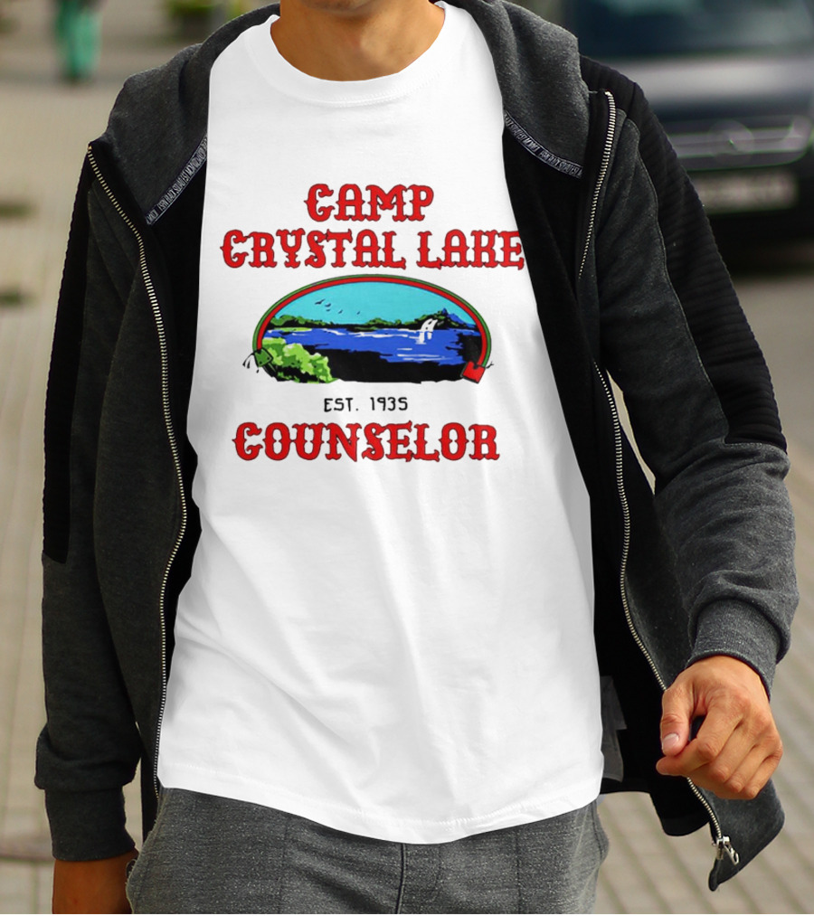 Camp Crystal Lake Counselor Est. 1935 Lake Scene T-Shirt