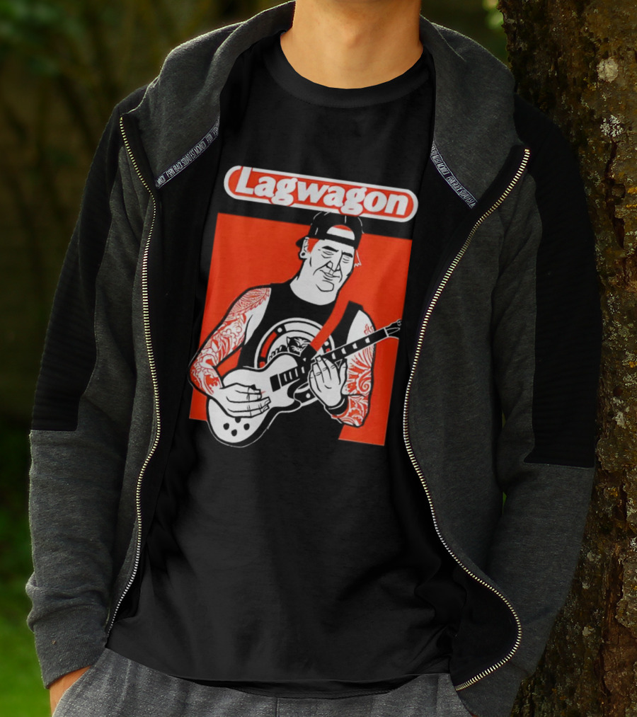 Lagwagon Flip Guitarist With Tattooed Arms In Cap And Tank Top T-Shirt