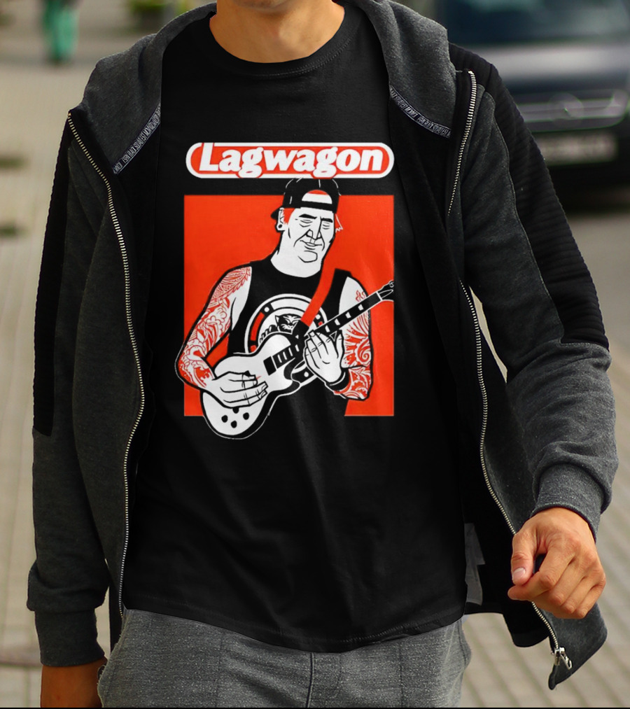 Lagwagon Flip Guitarist With Tattooed Arms In Cap And Tank Top T-Shirt
