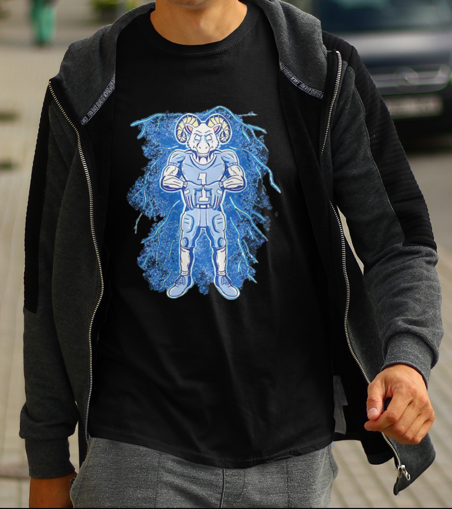 Rameses North Carolina Tar Heels Storm Lightning Mascot T-Shirt