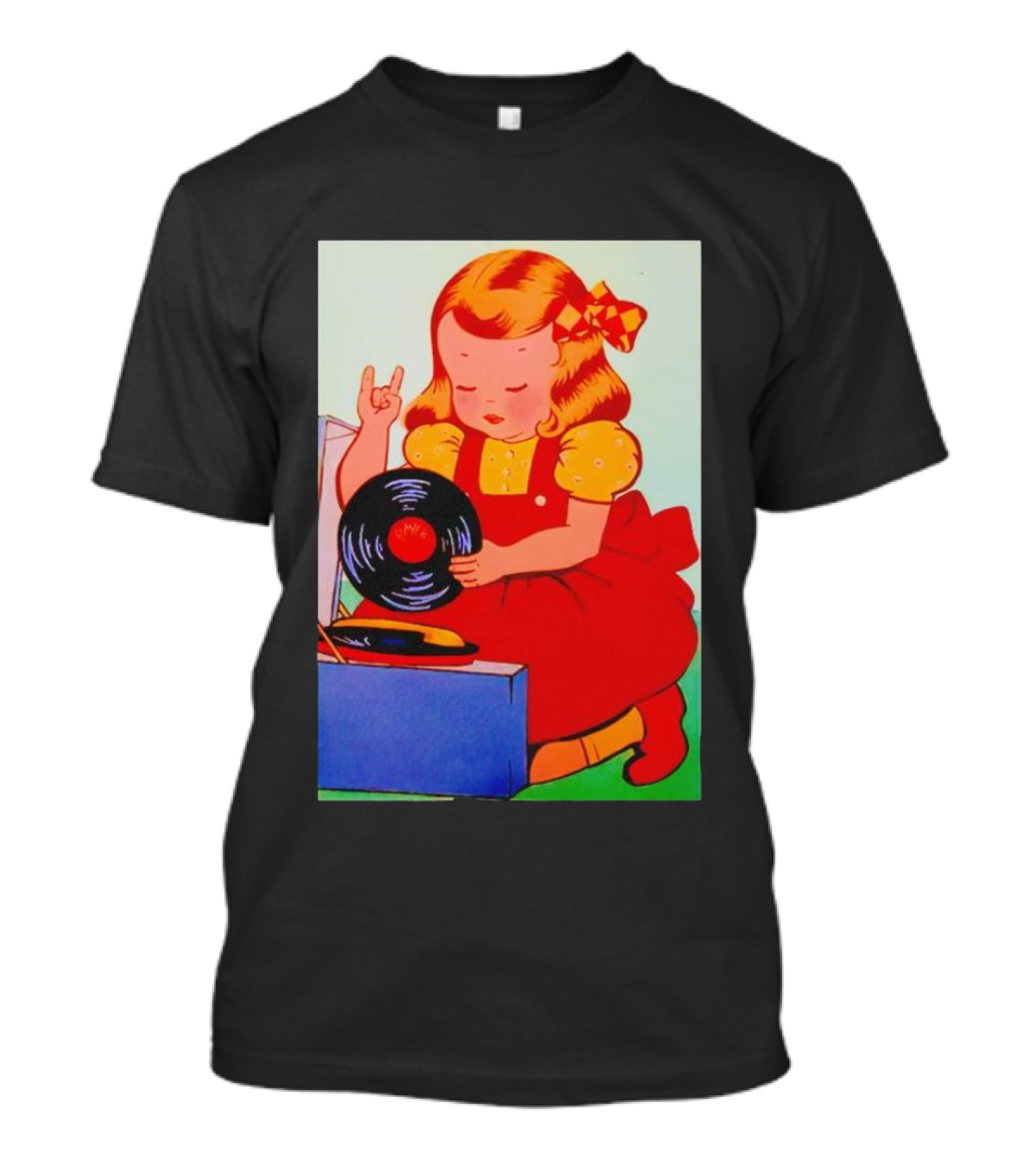 Sweet Unholy One Slayer Little Girl Listening To Vinyl Record T-Shirt