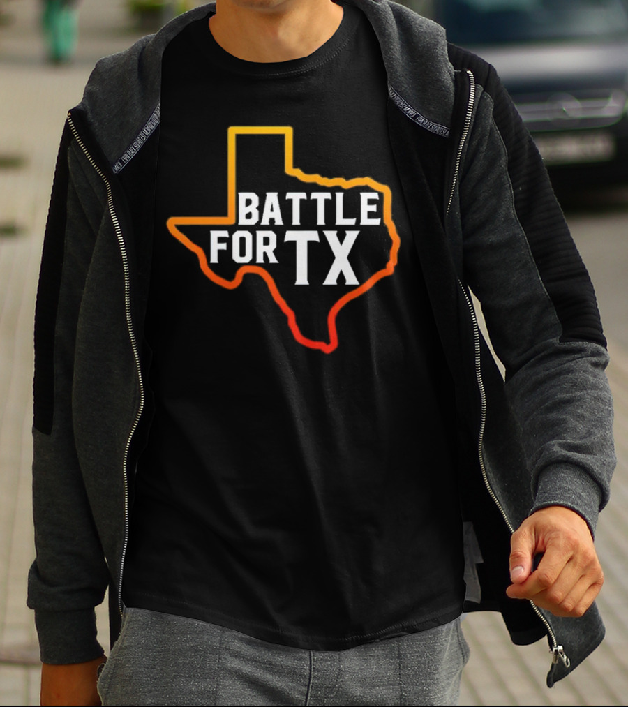 Battle For TX In Texas State Outline T-Shirt