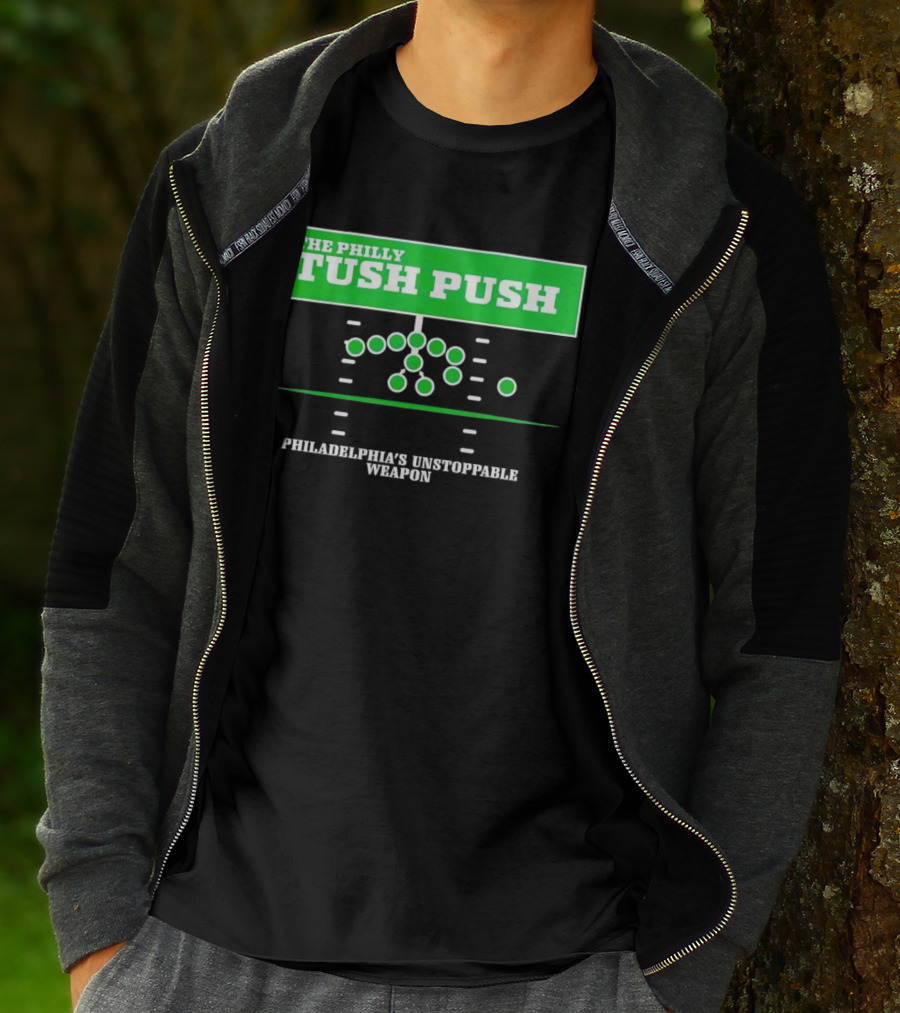 The Philly Tush Push Philadelphia's Unstoppable Weapon Football Strategy Diagram T-Shirt