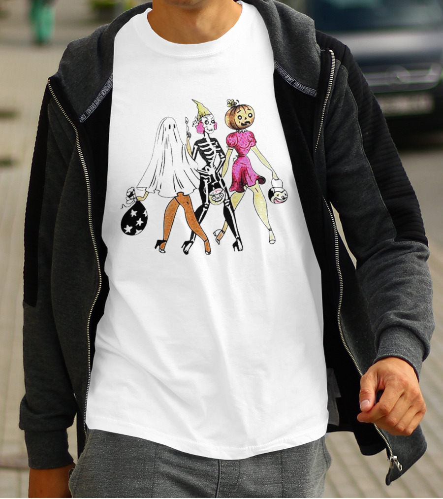 Vanessa Hudgens Vintage Halloween Ghost Skeleton Pumpkin Costume Party T-Shirt