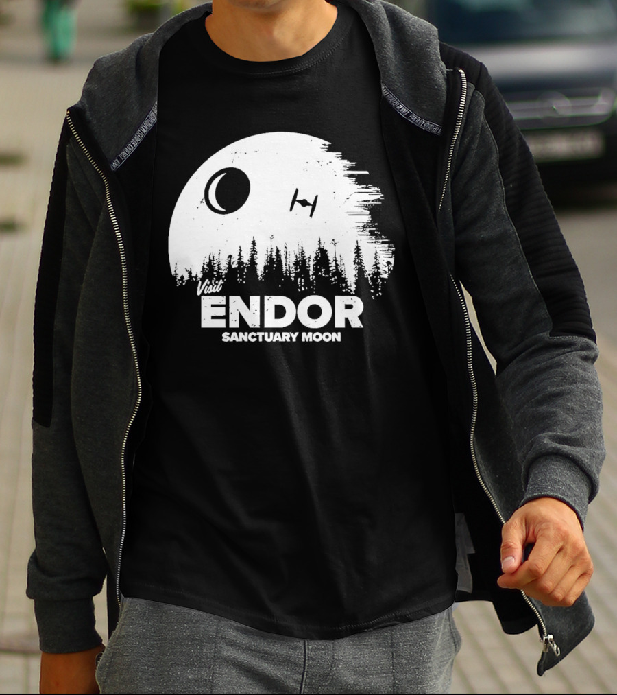 Visit Endor Sanctuary Moon Forest And Spaceship Scene T-Shirt