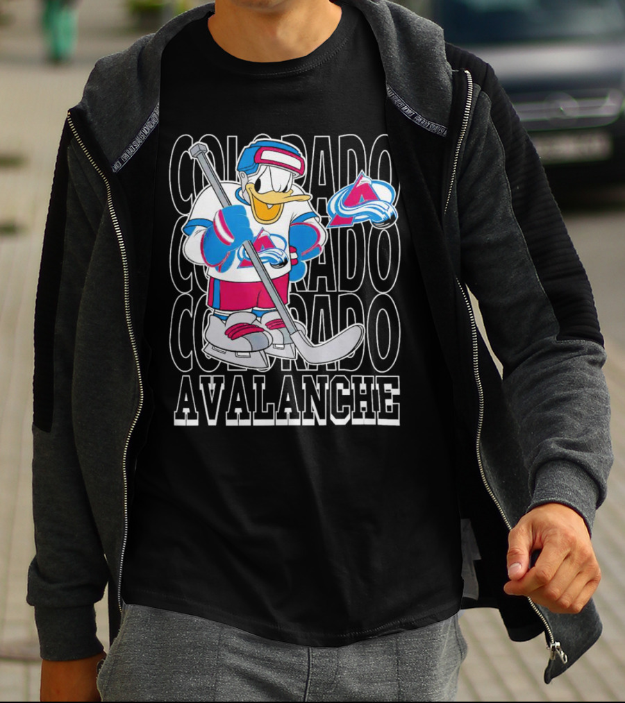 Colorado Avalanche Disney Donald Duck Hockey Team Burgundy T-Shirt
