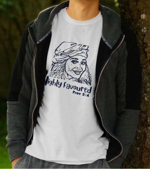 Highly Favoured Prov 3:4 Woman In Headscarf T-Shirt
