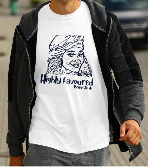 Highly Favoured Prov 3:4 Woman In Headscarf T-Shirt