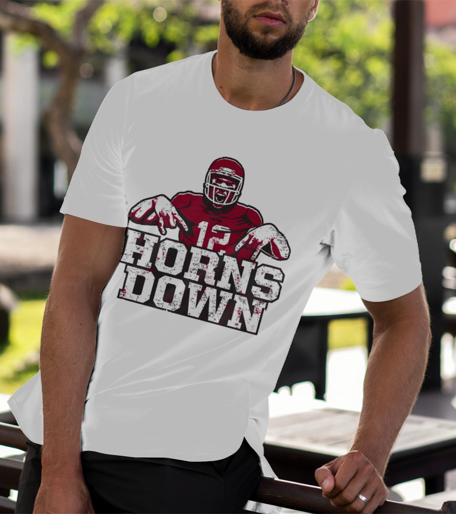 Horns Down 12 Oklahoma Sooners Football Player T-Shirt