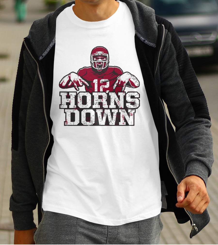 Horns Down 12 Oklahoma Sooners Football Player T-Shirt