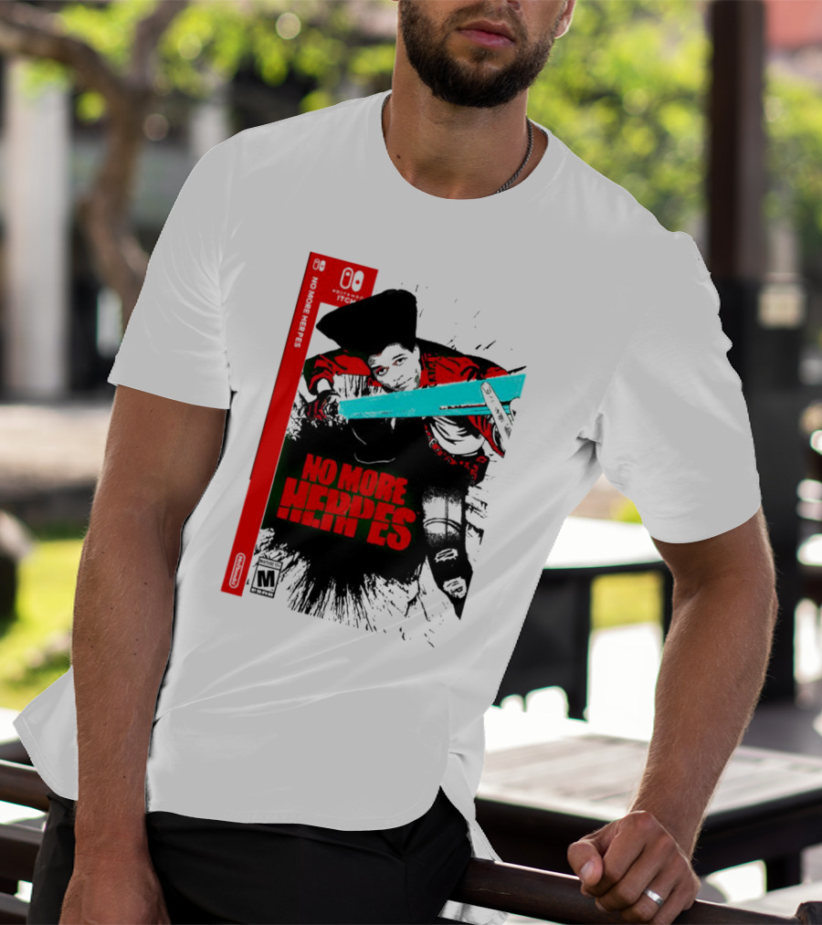 No More Heroes Game Box Art With Character And Sword T-Shirt