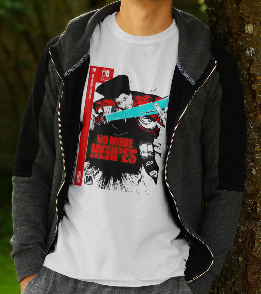 No More Heroes Game Box Art With Character And Sword T-Shirt