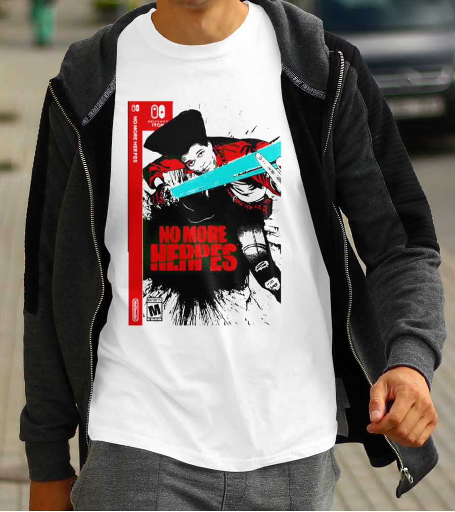 No More Heroes Game Box Art With Character And Sword T-Shirt