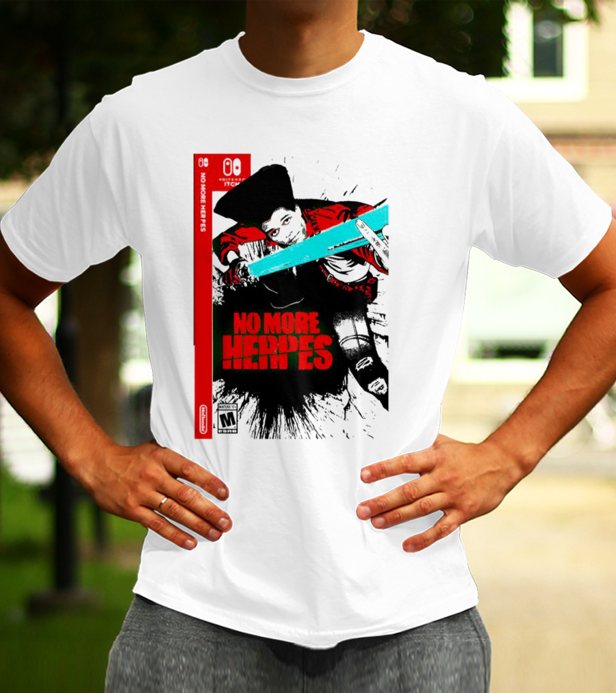 No More Heroes Game Box Art With Character And Sword T-Shirt