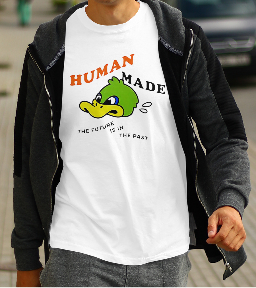 Human Made Duck With The Future Is In The Past Text T-Shirt
