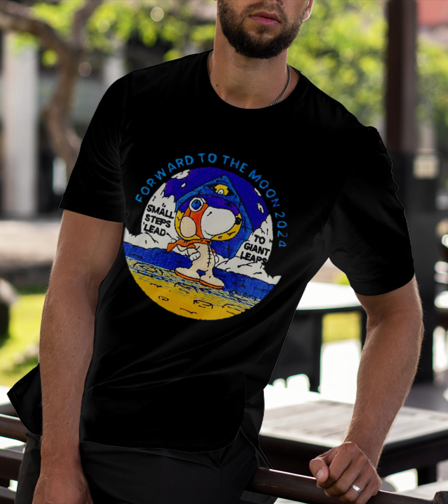 Forward To The Moon 2024 Snoopy Small Steps Lead To Giant Leaps Vintage T-Shirt
