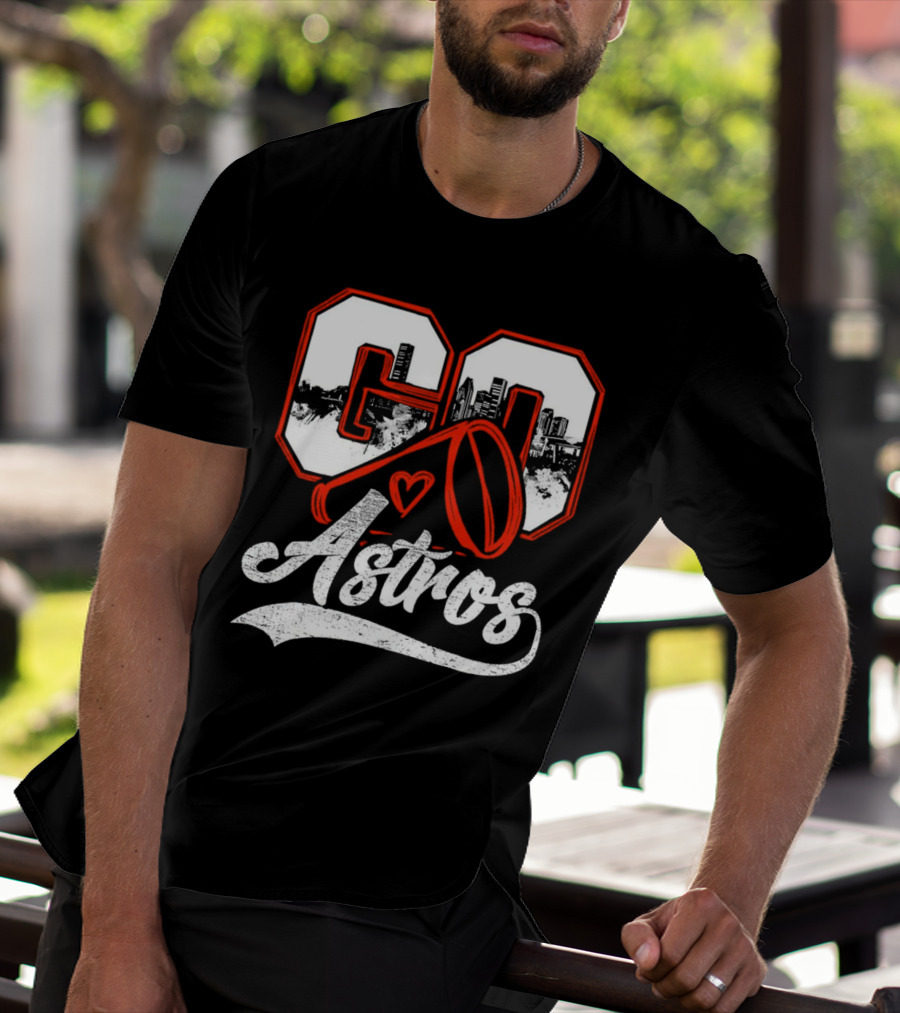 Go Astros City Cheer With Heart And Megaphone T-Shirt