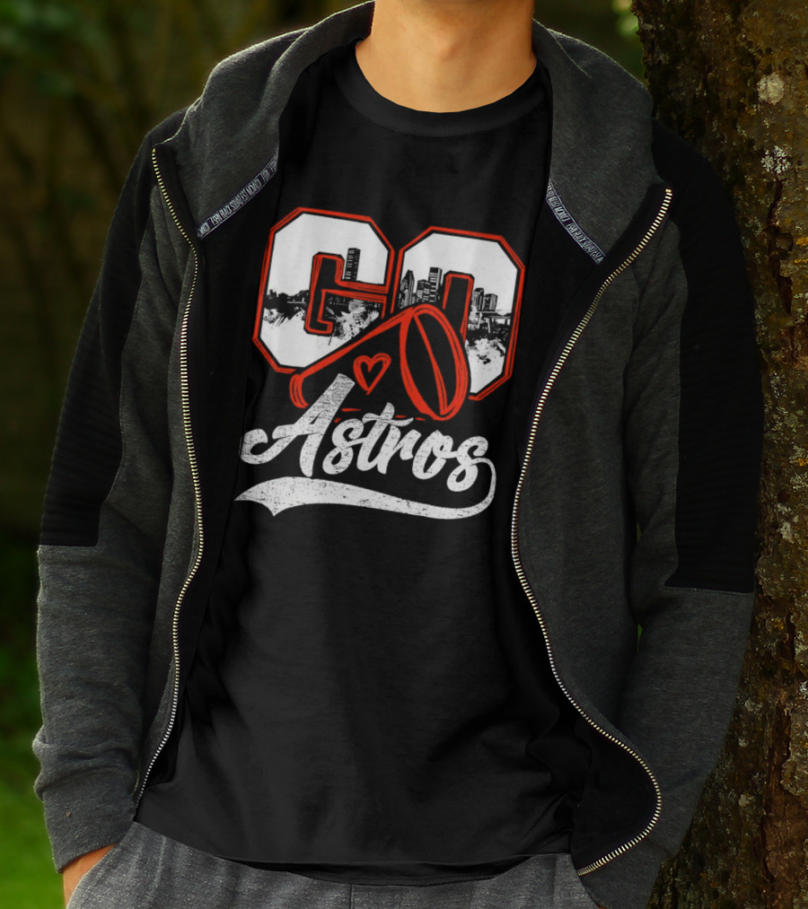 Go Astros City Cheer With Heart And Megaphone T-Shirt