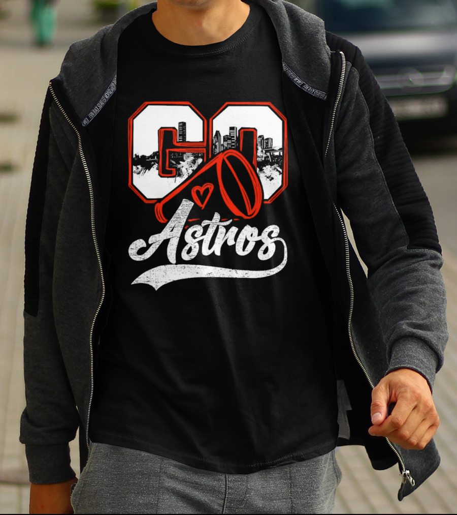 Go Astros City Cheer With Heart And Megaphone T-Shirt