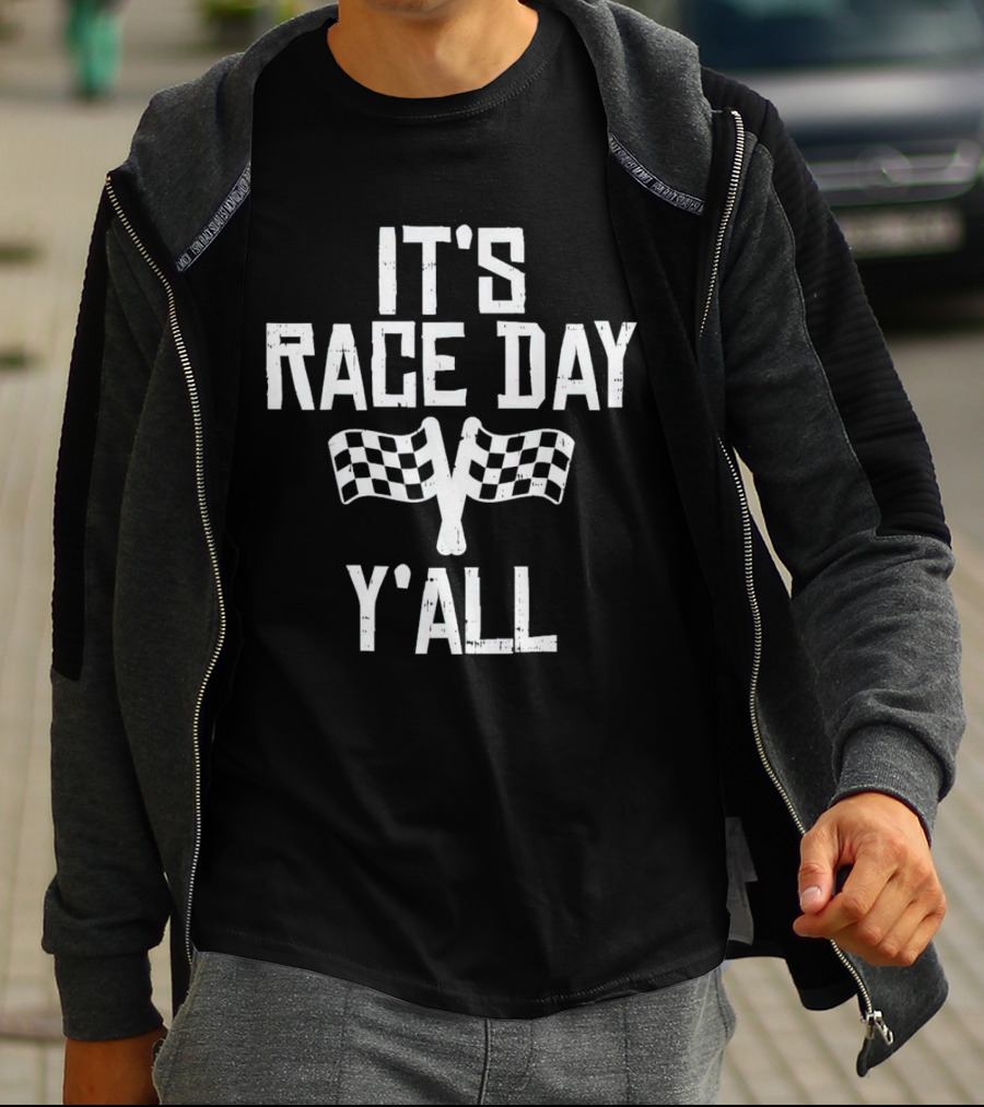 IT'S RACE DAY Y'ALL Checkered Flags Racing T-Shirt
