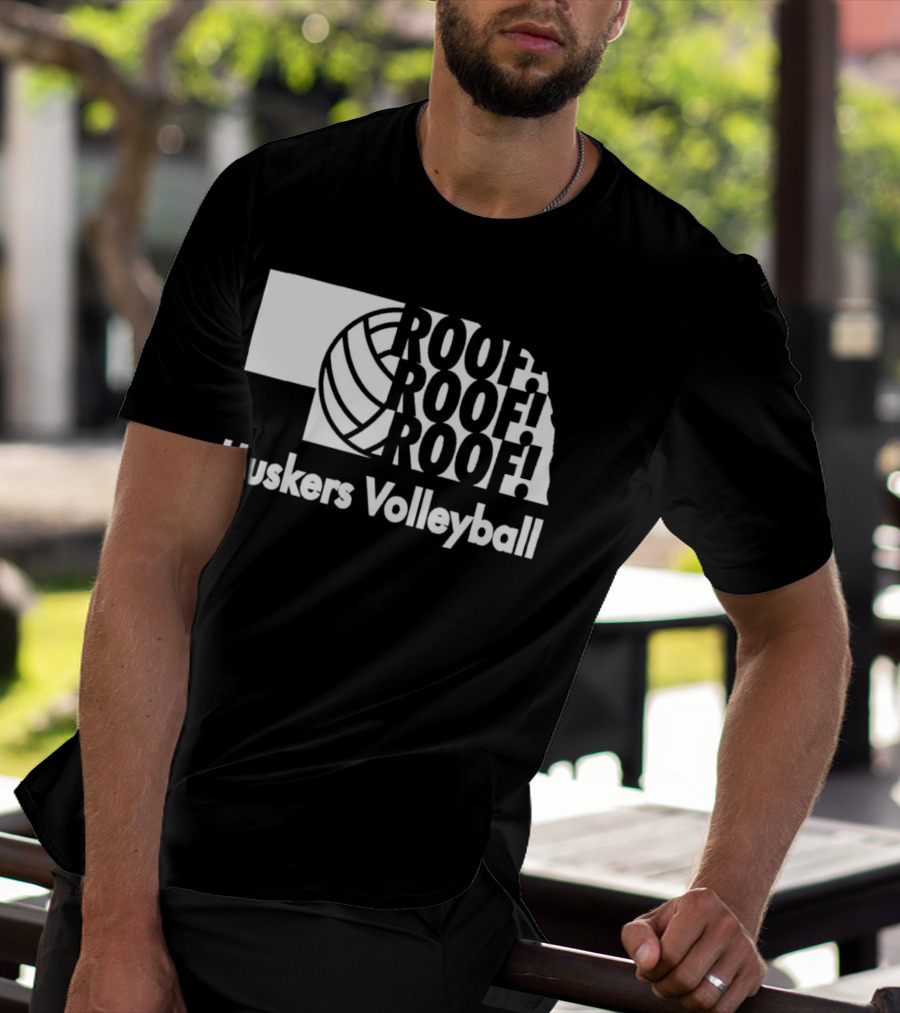 Huskers Volleyball Roof Roof Roof T-Shirt