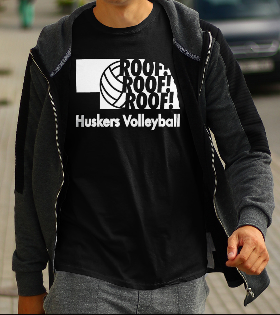 Huskers Volleyball Roof Roof Roof T-Shirt