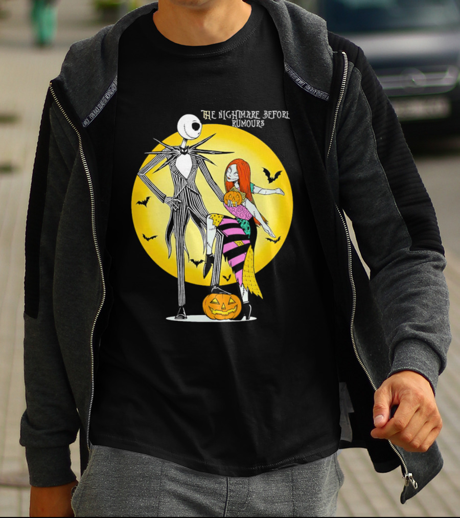 The Nightmare Before Rumours Jack Sally Halloween Bats Pumpkin T-Shirt