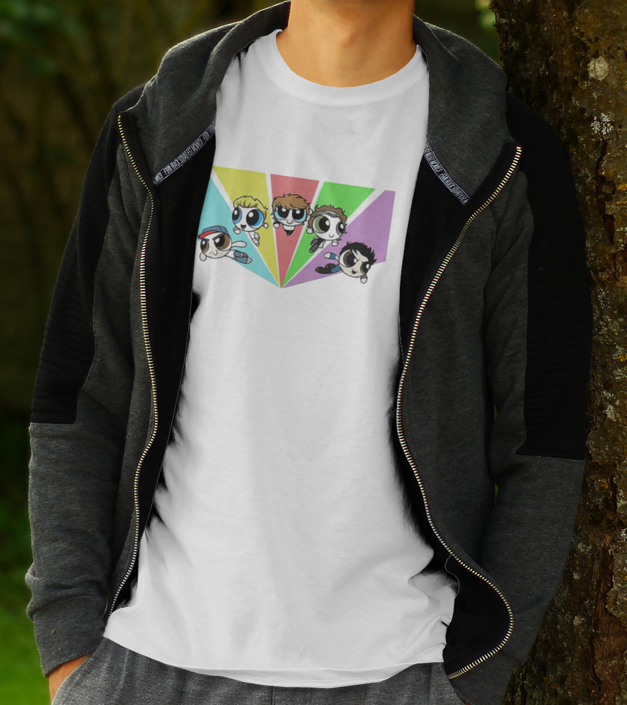 Powerpuff Girls Meet One Direction Cartoon Mashup T-Shirt