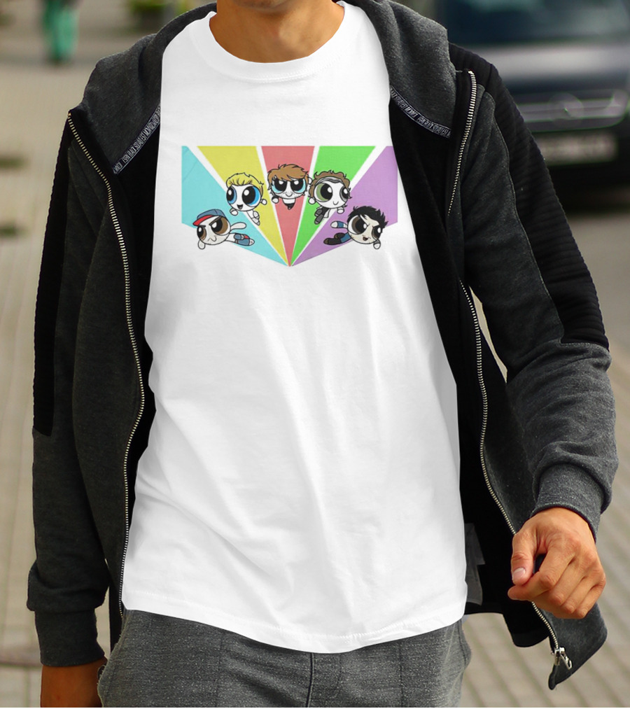 Powerpuff Girls Meet One Direction Cartoon Mashup T-Shirt