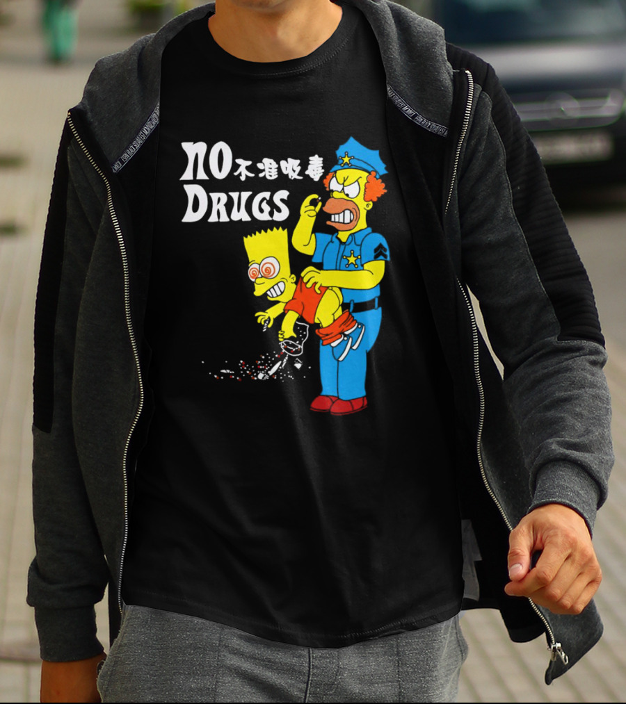 NO DRUGS The Simpson Police Officer抓住Bart Simpson不准吸毒 T-Shirt