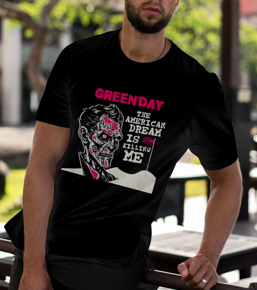 Green Day The American Dream Is Killing Me Zombie American Flag T-Shirt