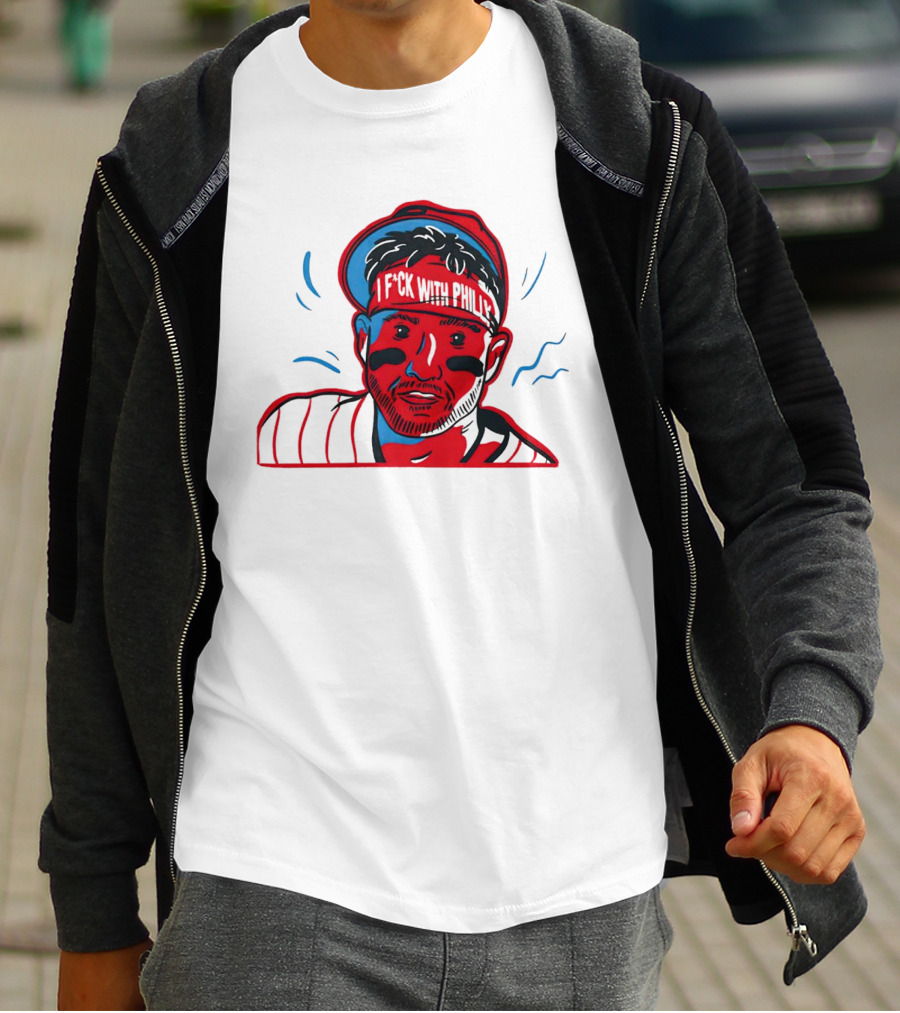 I Fck With Philly Philadelphia Phillies Cartoon Player Fan T-Shirt