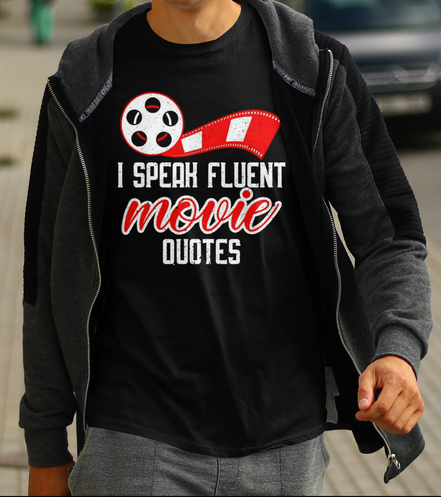 I Speak Fluent Movie Quotes Film Reel And Red Filmstrip T-Shirt