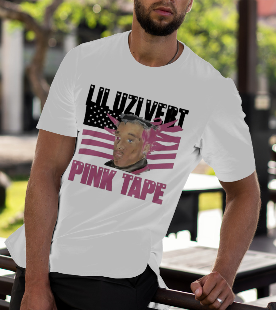 Lil Uzi Vert Pink Tape Black American Flag T-Shirt