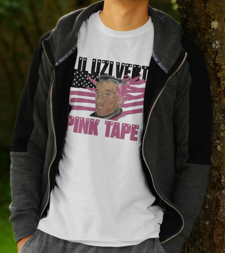 Lil Uzi Vert Pink Tape Black American Flag T-Shirt