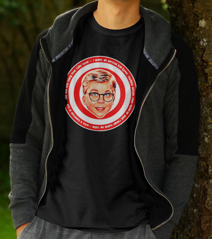 Ralphie Peter Billingsley Christmas Official Red Ryder Carbine Action Two Hundred Shot Range Model Air Rifle Round T-Shirt